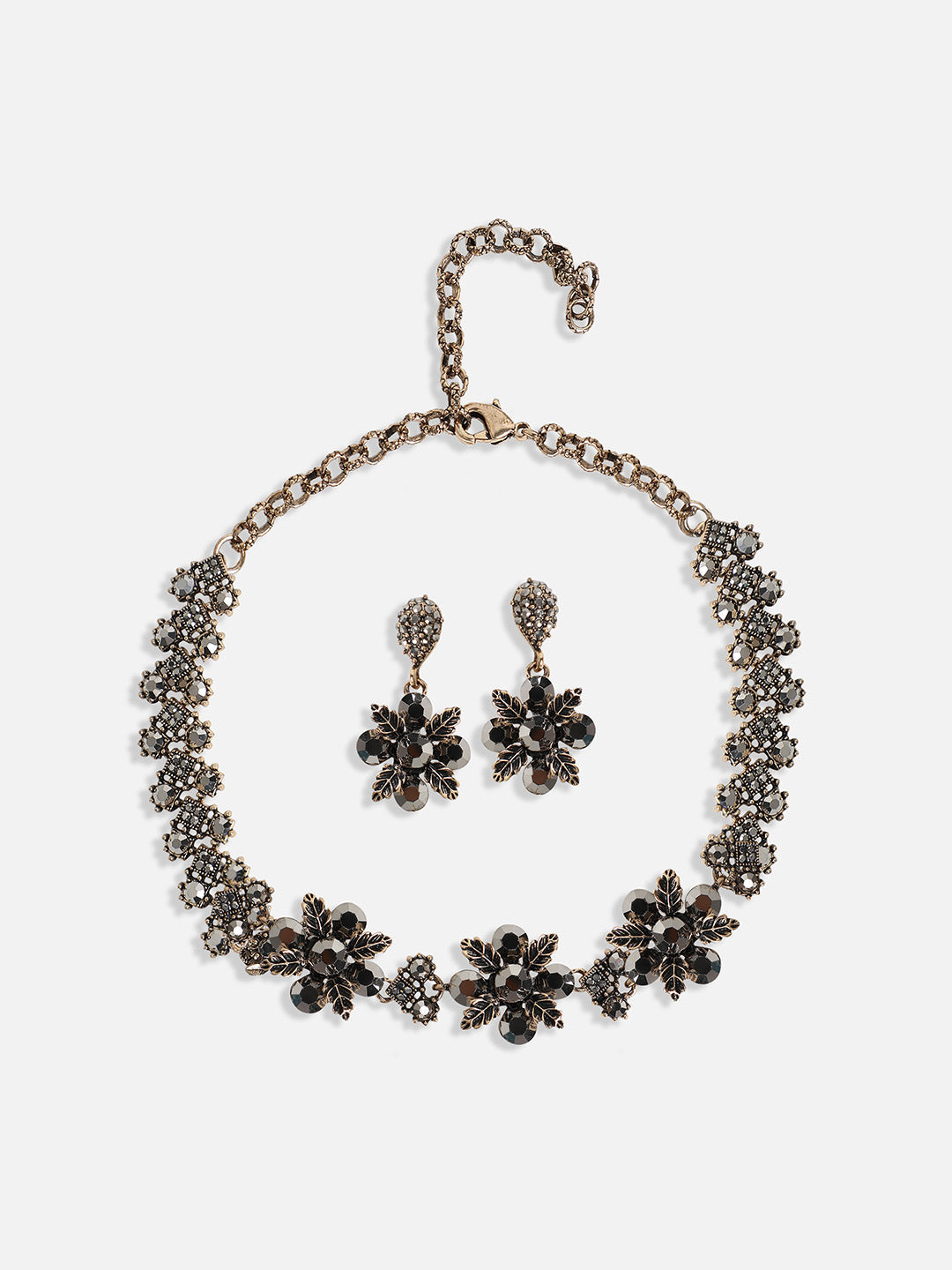 Gold-Plated Crystal-Studded Jewellery Set