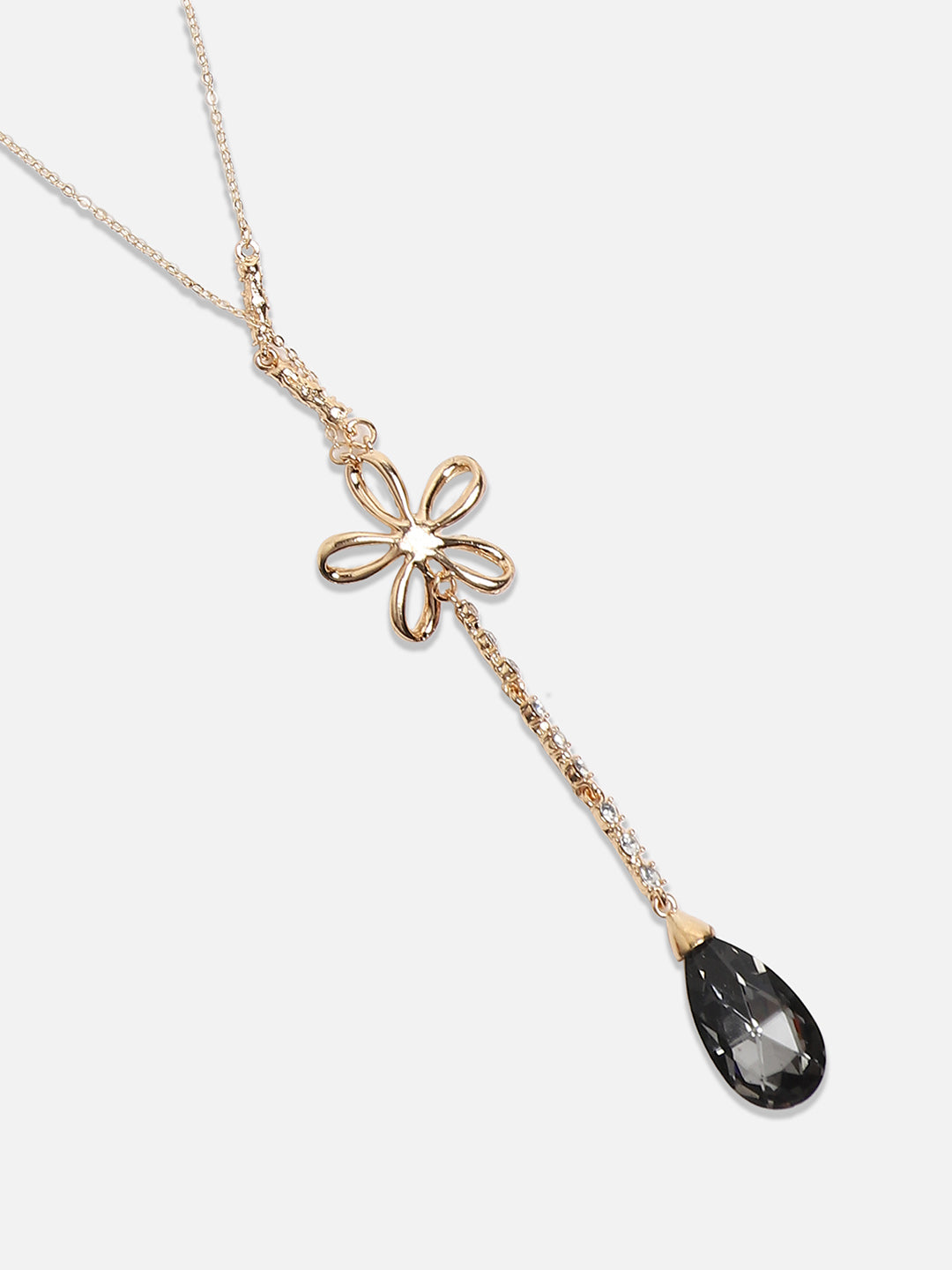 Gold Plated Stone Studded Chain With Earrings
