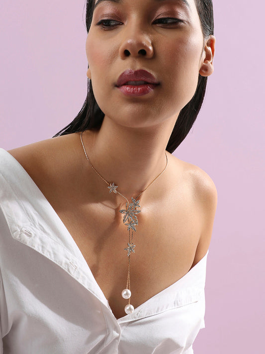 Gold-Plated Stone-Studded Necklace