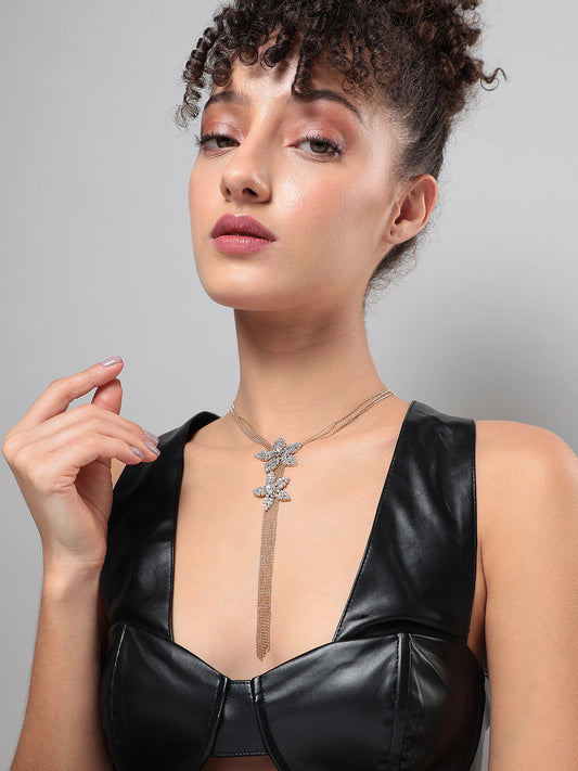 Gold-Plated Artificial Stones Studded Necklace