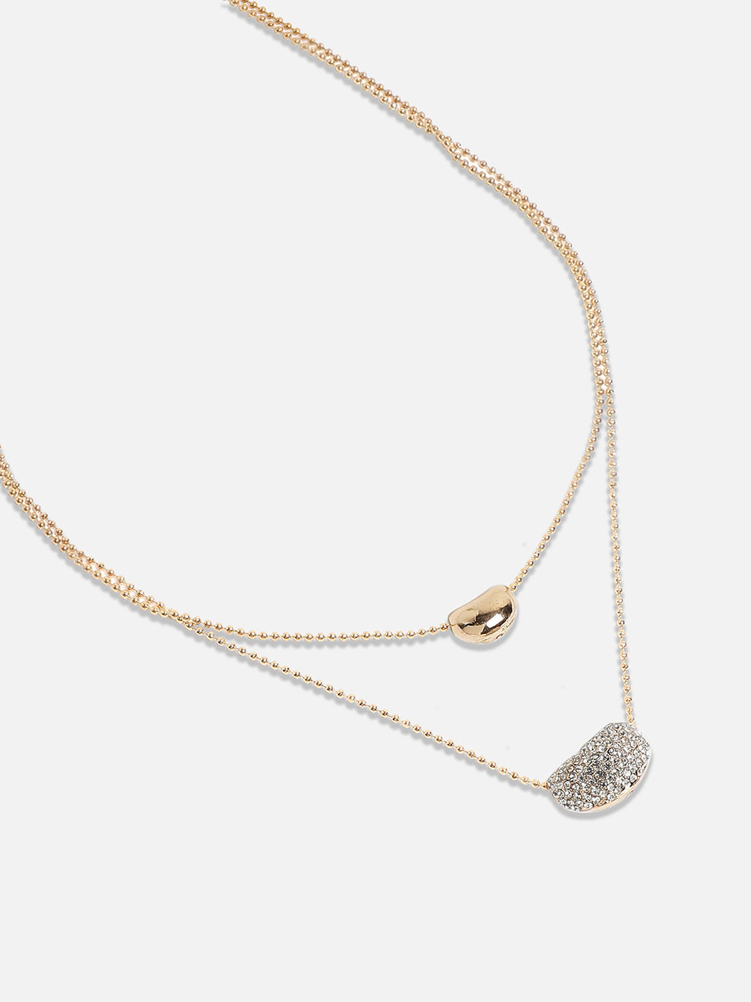 Gold-Plated Artificial Stones Studded Layered Necklace