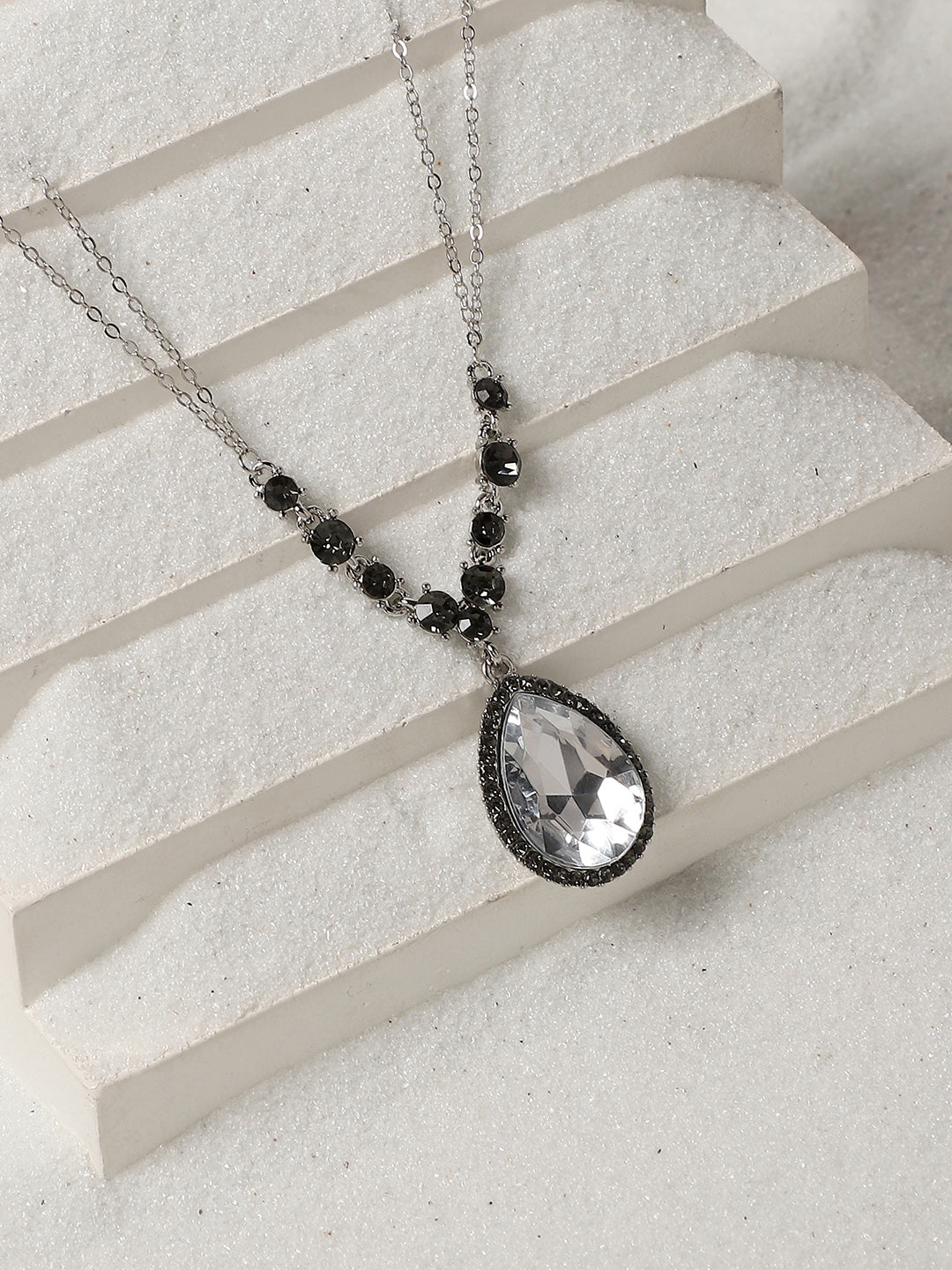 Silver Plated Stone Studded Beaded Chain