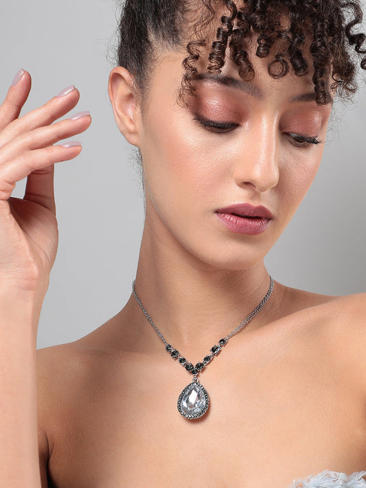 Silver Plated Stone Studded Beaded Chain