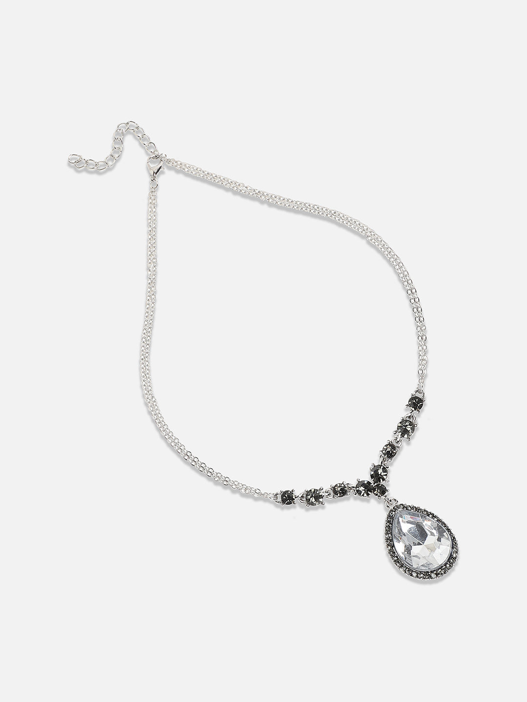 Silver Plated Stone Studded Beaded Chain