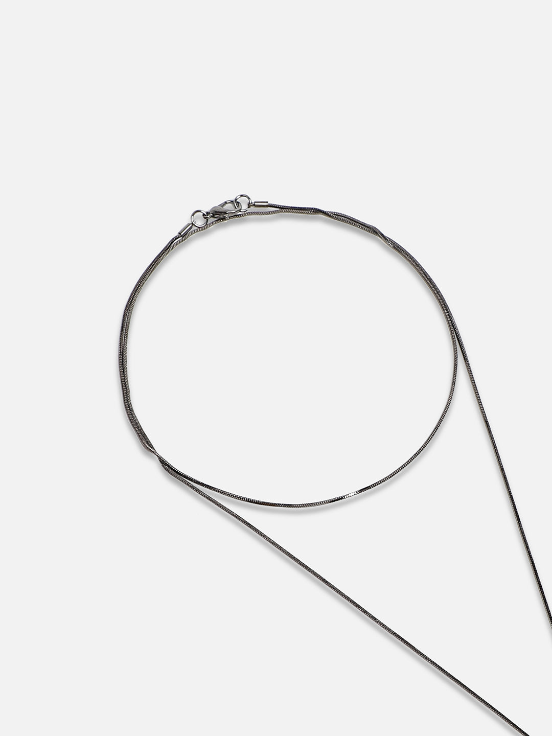Silver-Plated Oval-Shaped Artificial Stones Studded Velvet Pendants With Chains