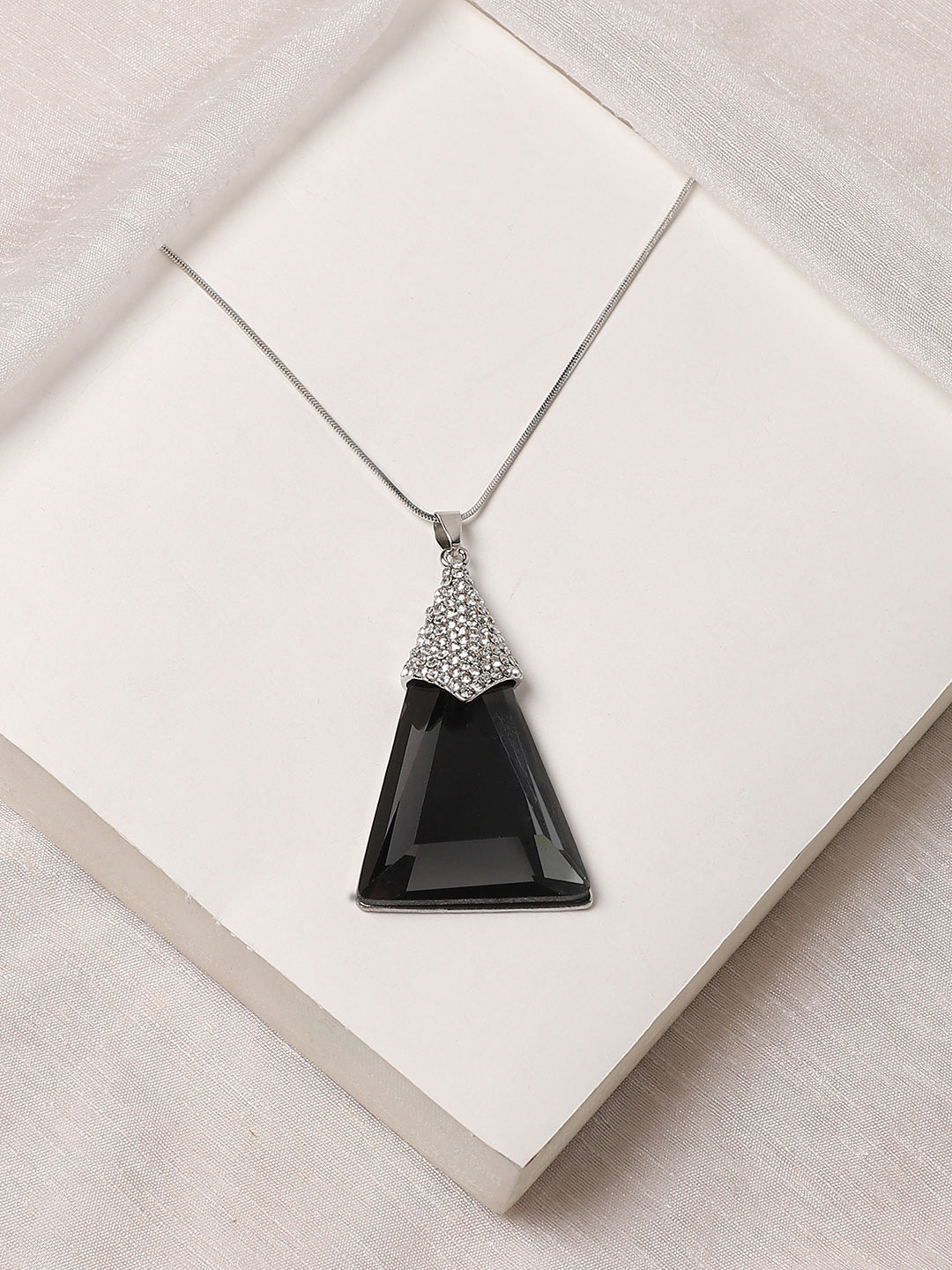 Silver-Plated Stone-Studded Necklace