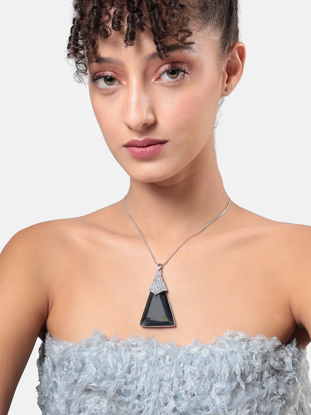 Silver-Plated Stone-Studded Necklace