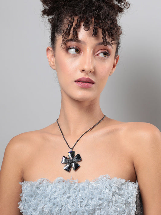 Silver-Plated Stone-Studded Necklace