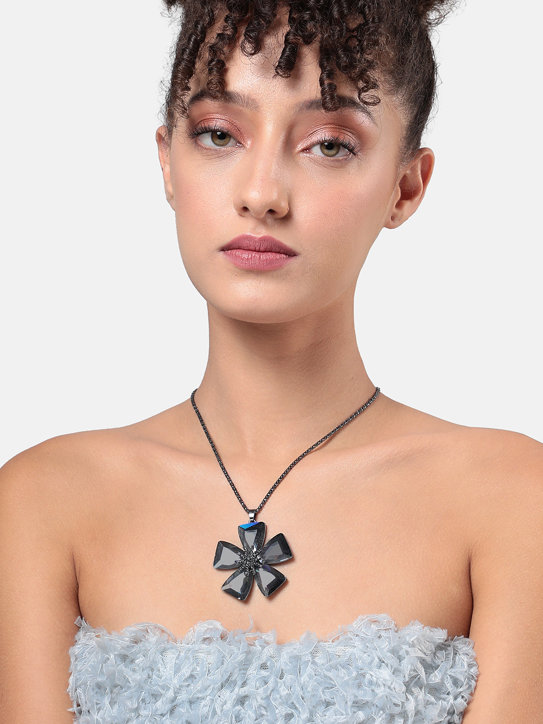 Silver-Plated Stone-Studded Necklace