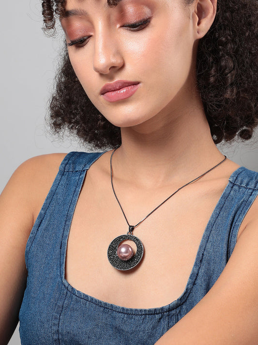 Silver-Plated Circular-Shaped Stones-Studded Pendants