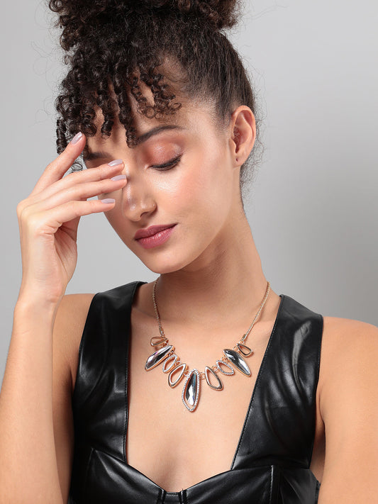 Silver-Plated Stone-Studded Necklace