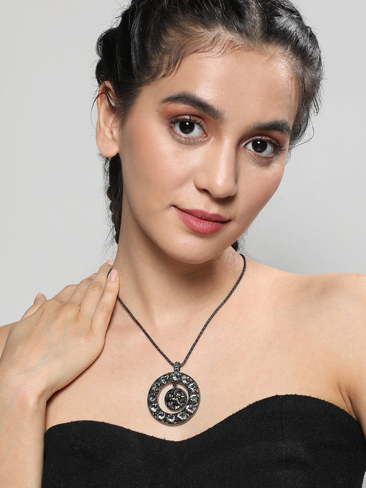 Silver-Plated Circular Pendant with Chain