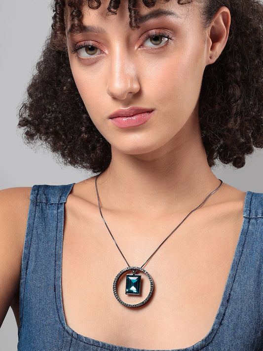 Silver-Plated Stone-Studded Necklace