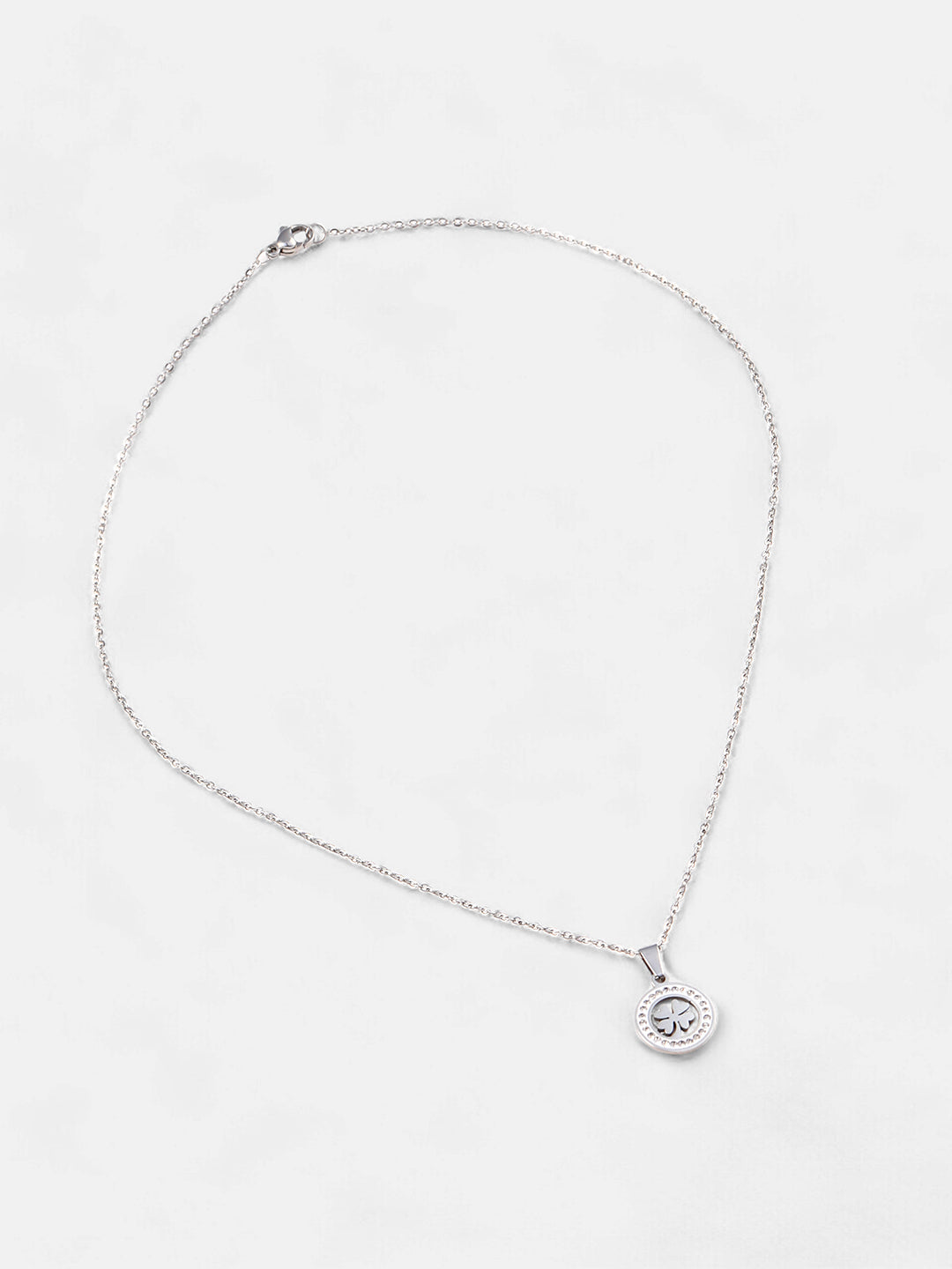 The Clover Pendant Necklace - Metallic Silver-SOHINC8846