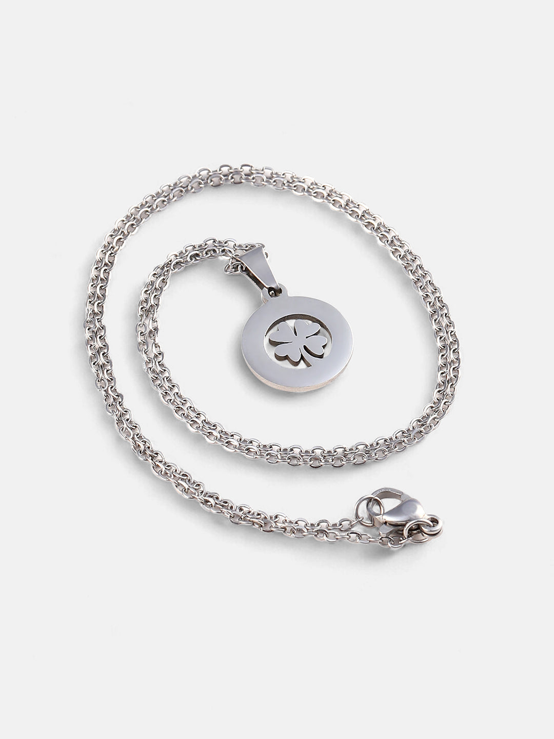 The Clover Pendant Necklace - Metallic Silver-SOHINC8846