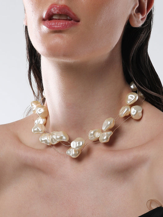 The Medium Riviera Collar Necklace - Pearl White-SOHINC8856