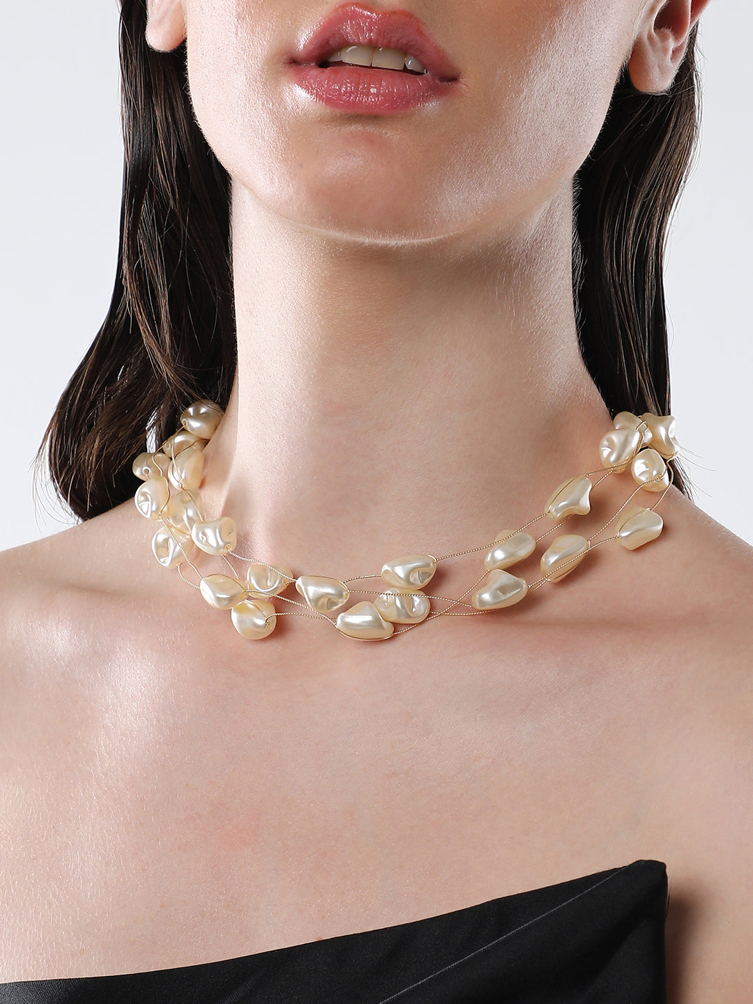 The Small Riviera Collar Necklace - Pearl White-SOHINC8857