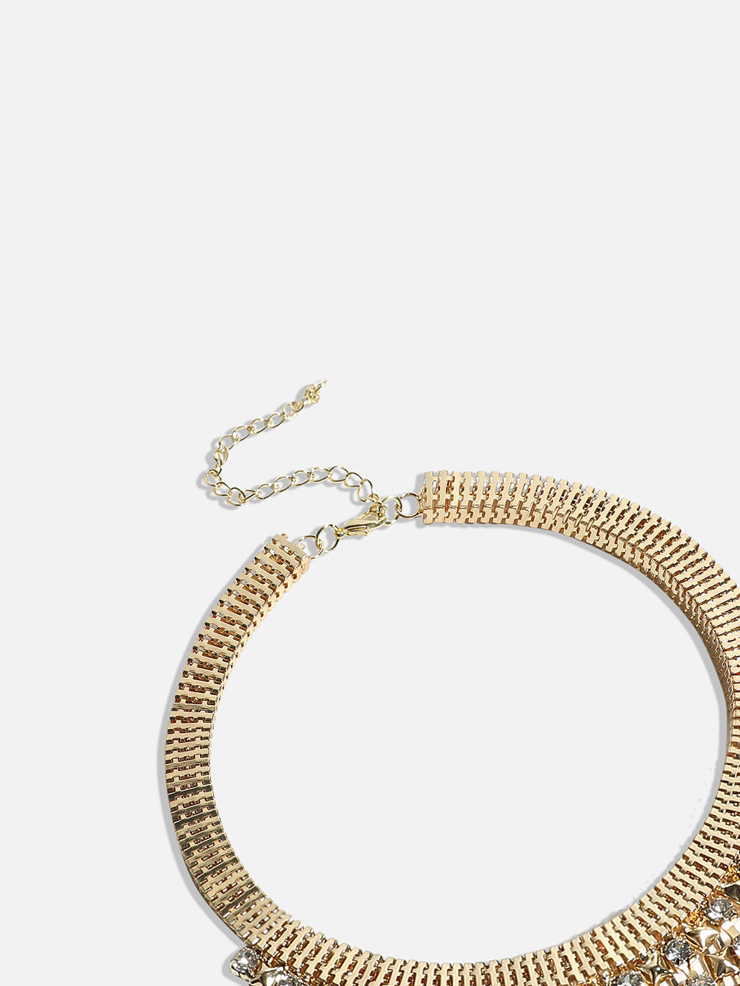 Gold-Plated Stone-Studded Beaded Necklace Earrings
