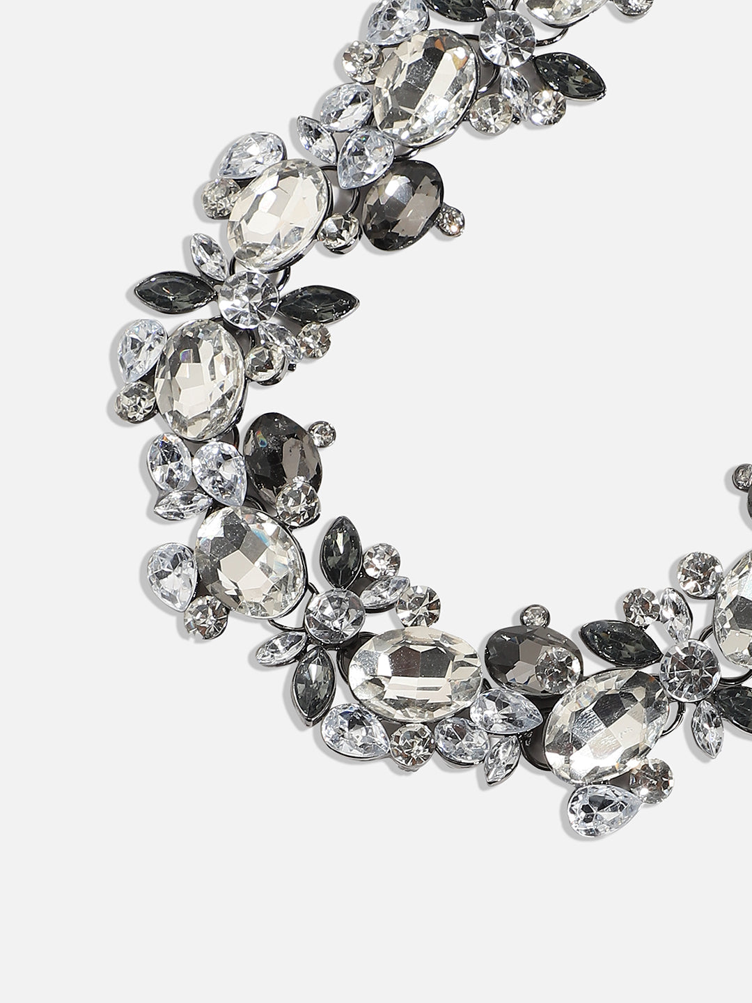Silver-Plated Artificial Stones Studded Antique Necklace