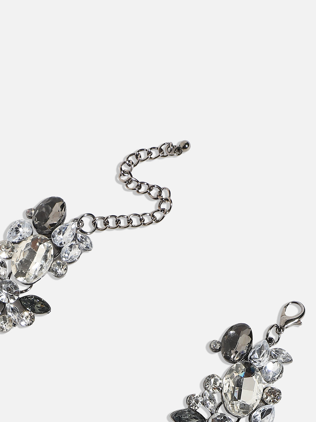 Silver-Plated Artificial Stones Studded Antique Necklace