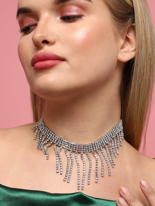 Silver-Plated Minimal Studded Necklace