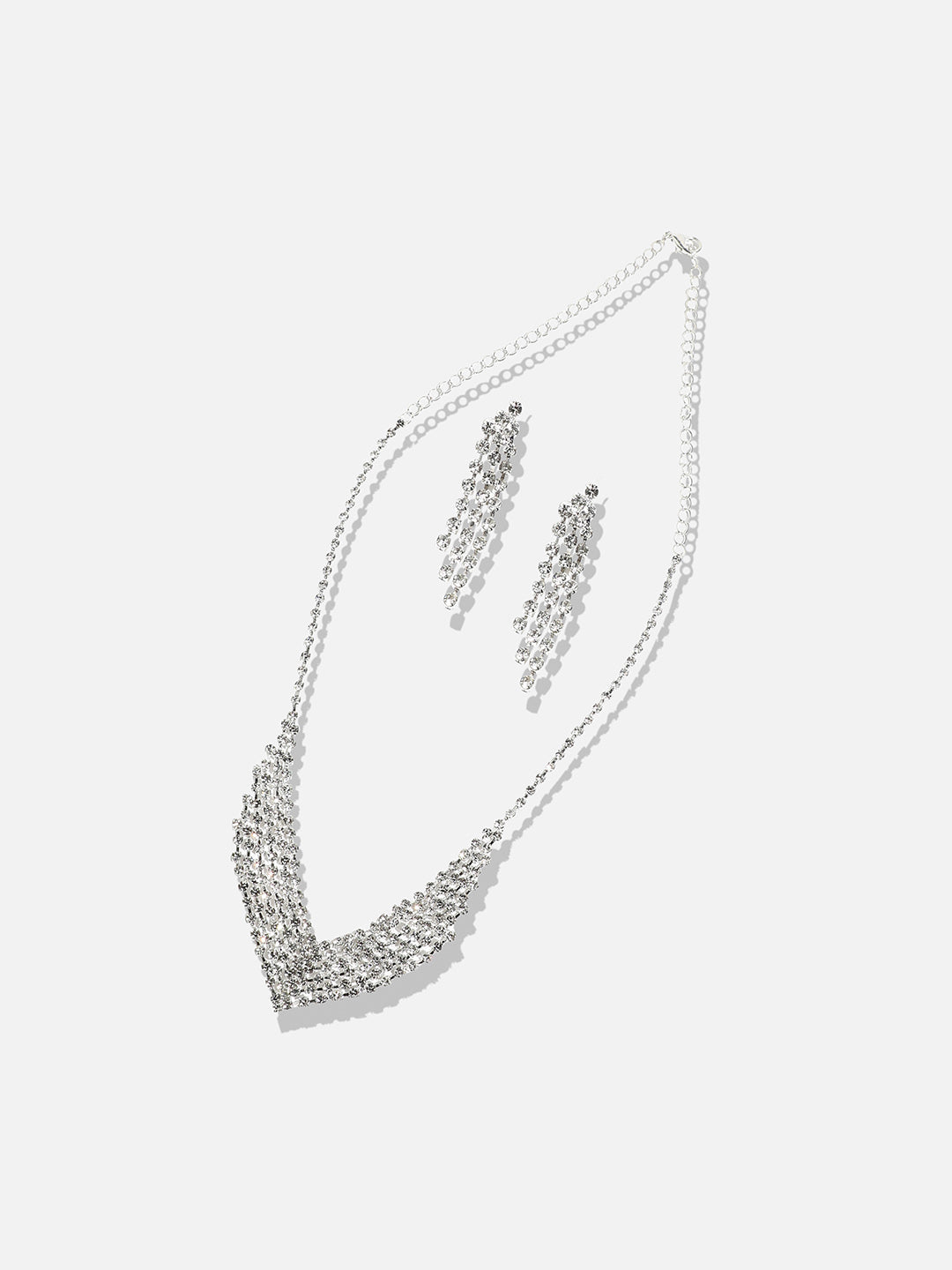 Silver Plated Stone Studded Jewellery Set