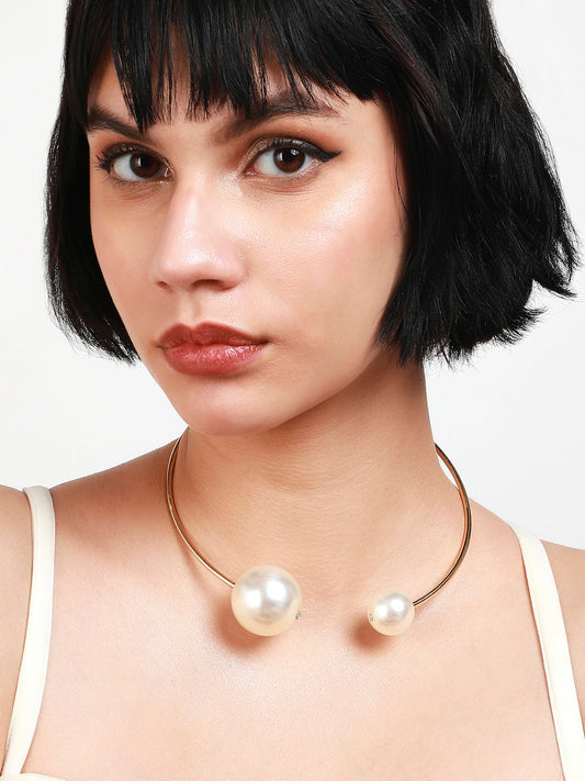 Gold-Plated Pearl Choker Necklace