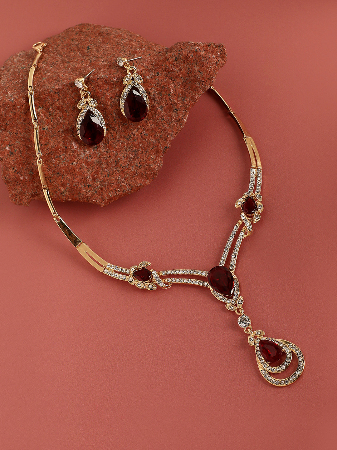 Gold-Plated Stone-Studded Jewellery Set