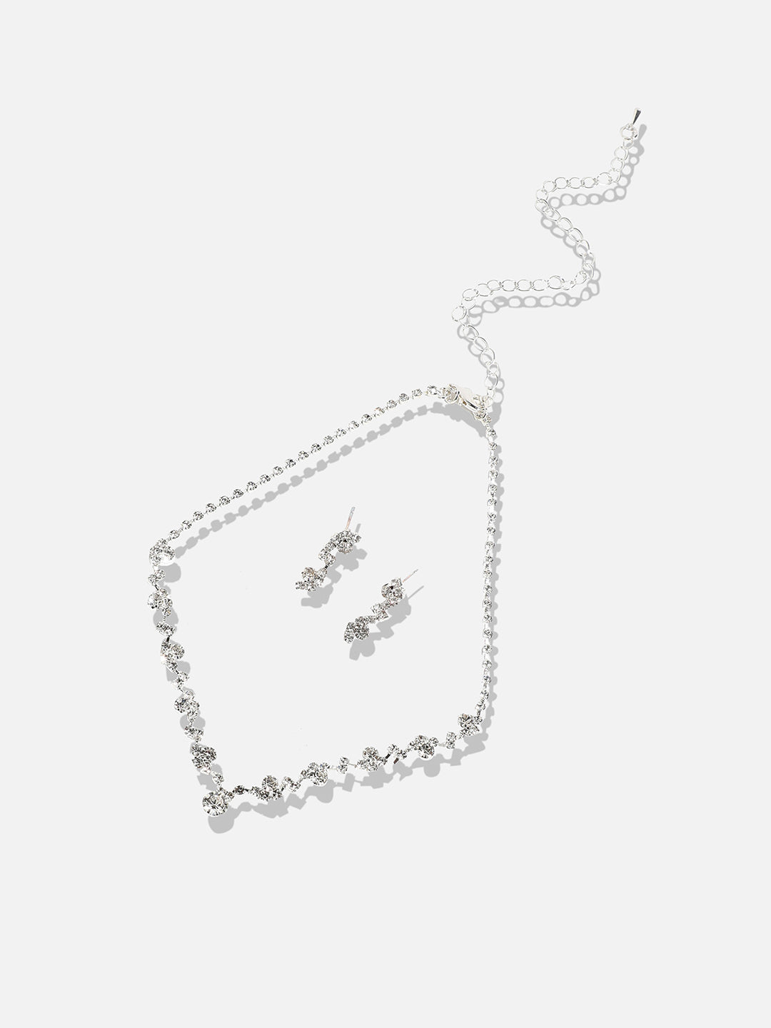 Silver-Plated Stone Studded Jewellery Set