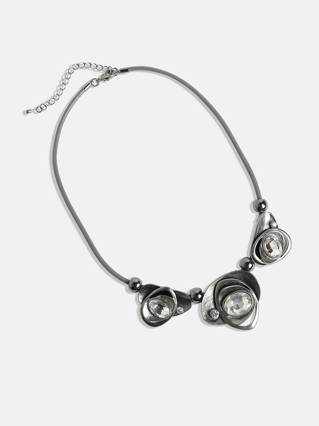 Silver-Plated Stone-Studded Necklace