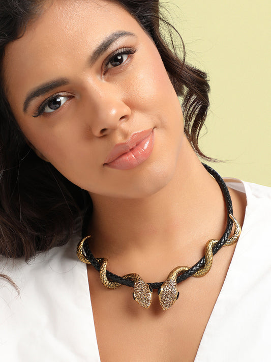 Gold-Plated Stone-Studded Necklace