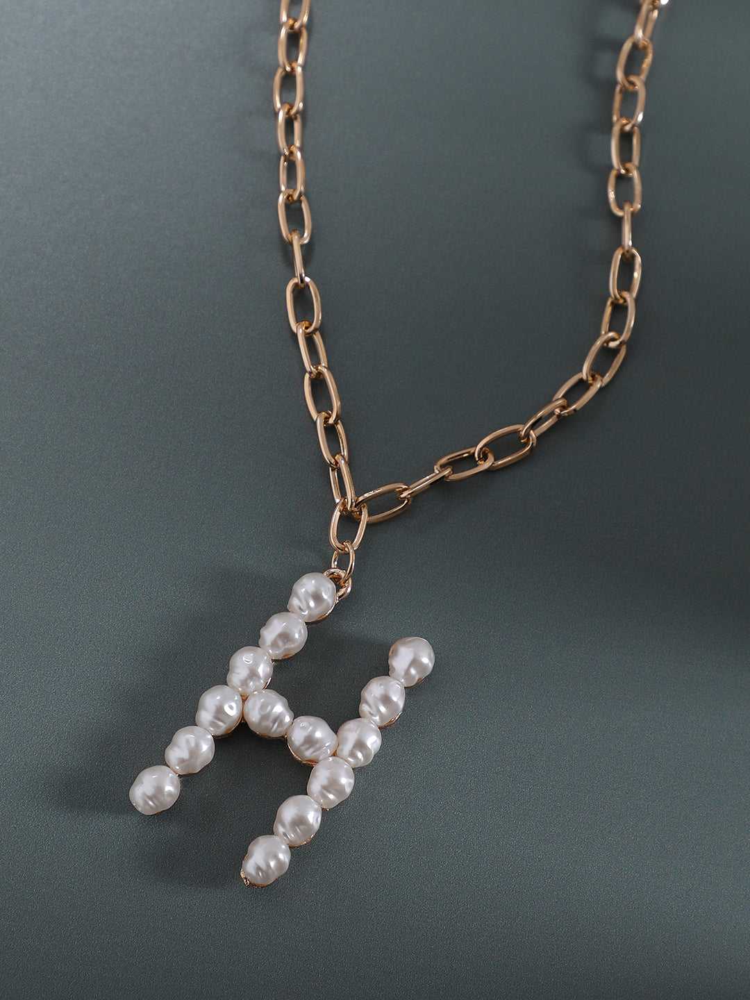Pearl H Alphabet Gold-Plated Necklace