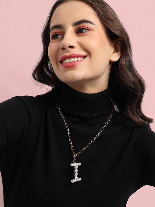 Pearl I Alphabet Gold-Plated Necklace