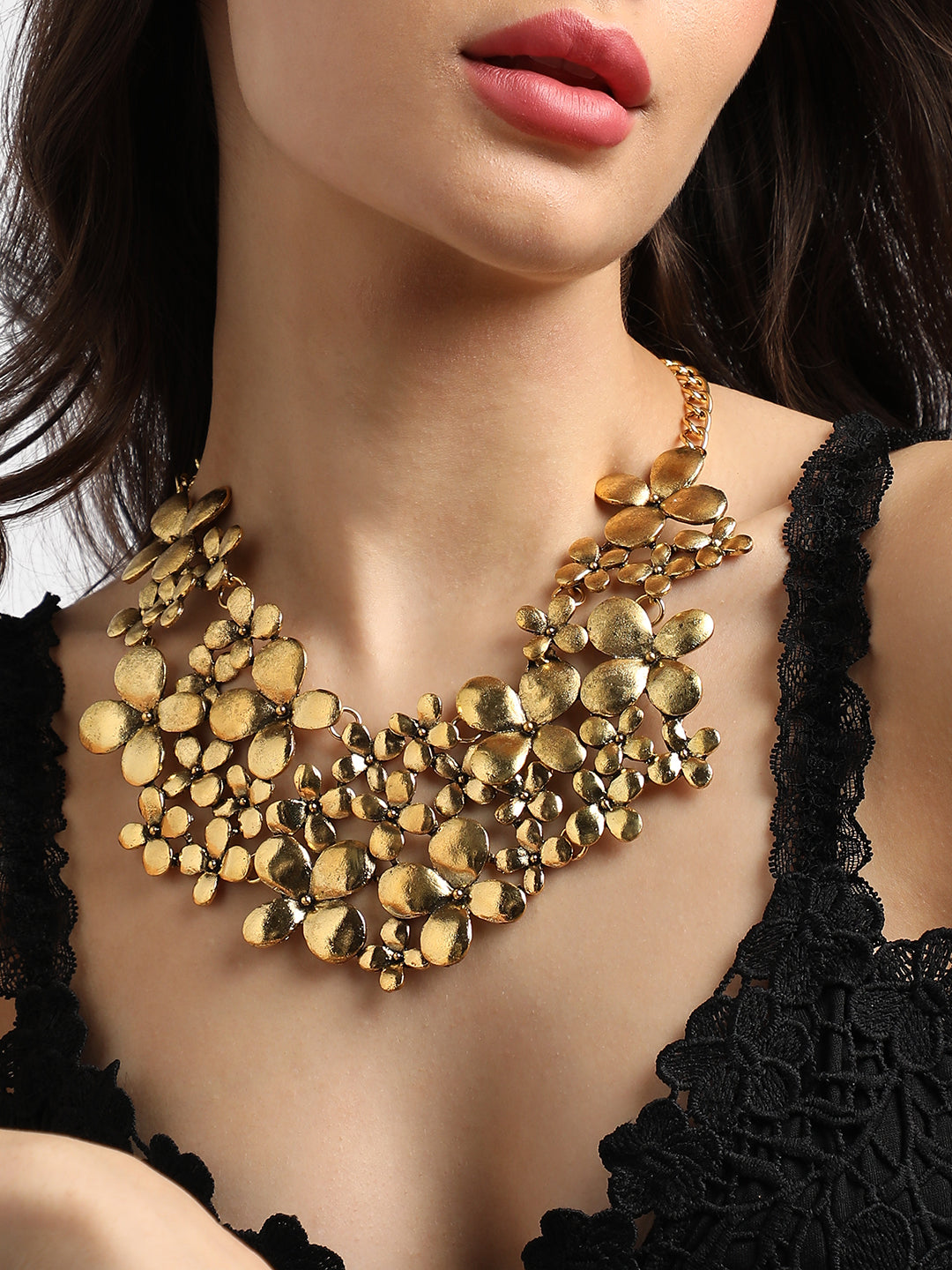Botanical Cluster Gold-Plated Necklace