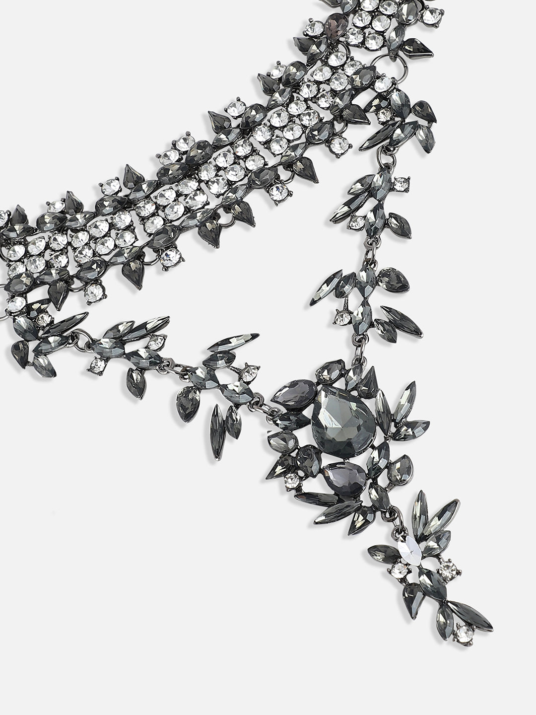 Silver-Plated Stone Studded Layered Necklace