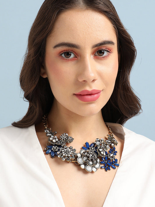 Gold Plated Crystal Studded Beaded Necklace