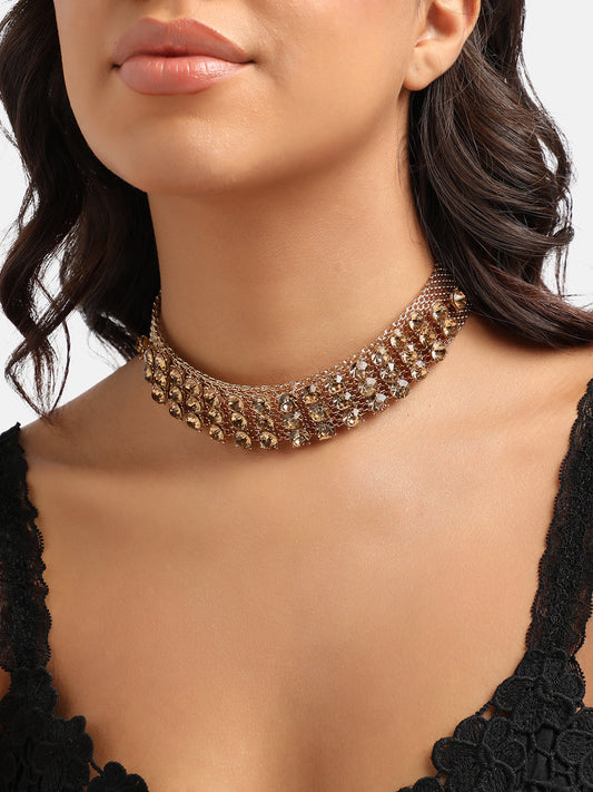 Crystal Gold-Plated Choker Necklace