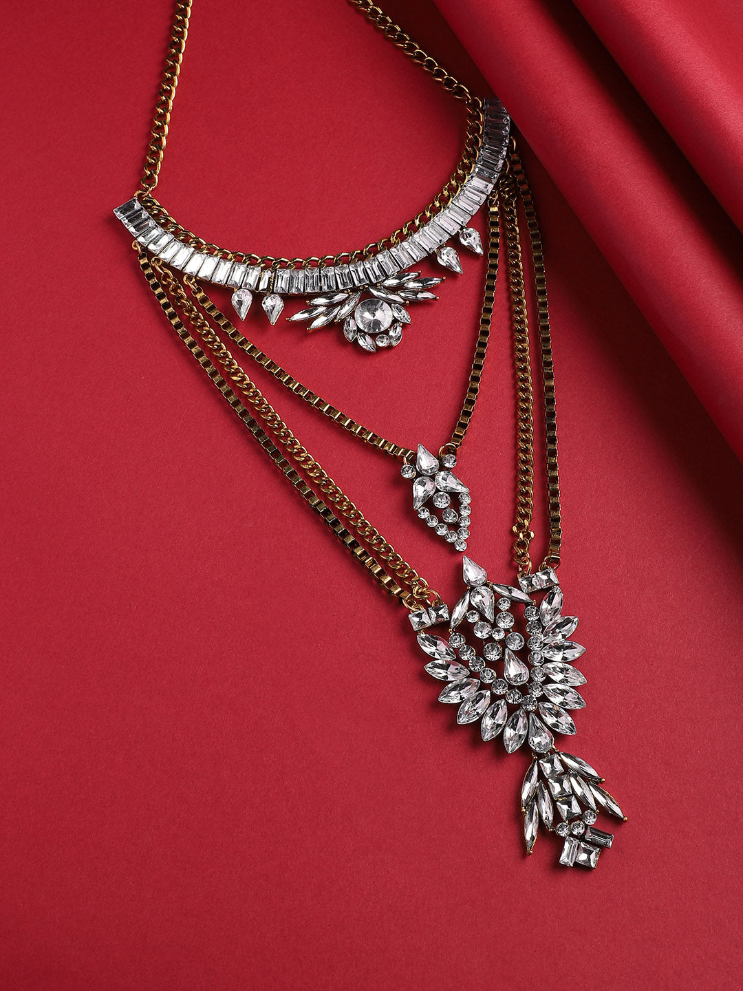 Gold-Plated Stone-Studded Necklace