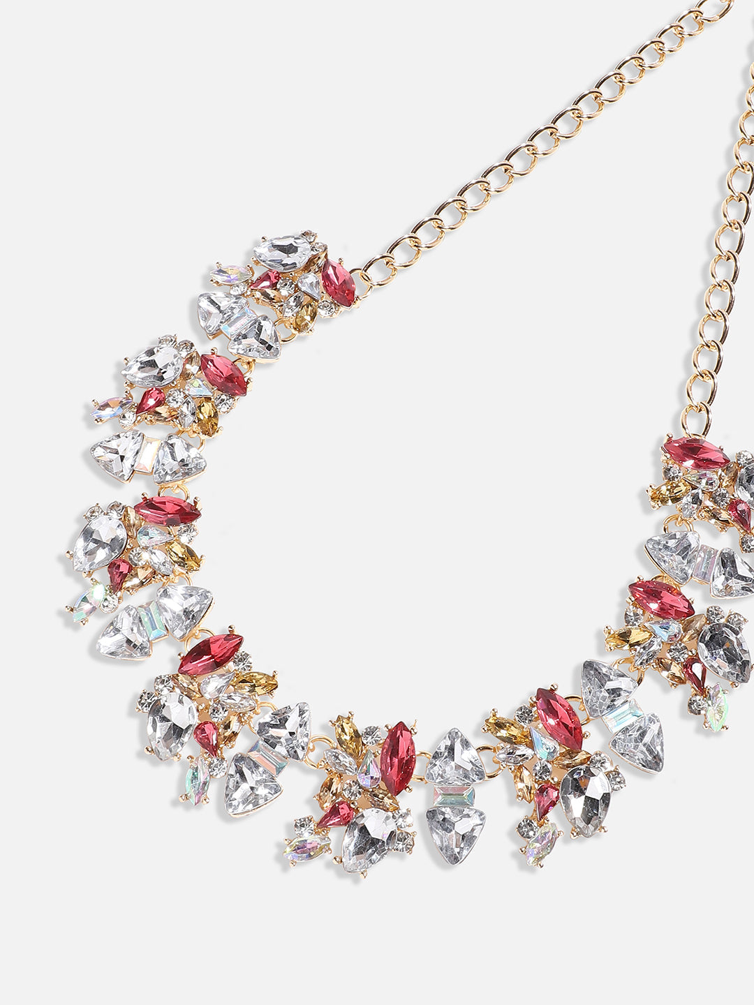 Gold Plated Crystal Studded Beaded Necklace