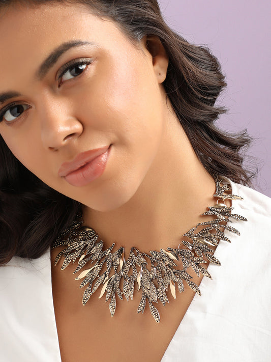 Gold-Plated Stone-Studded Necklace