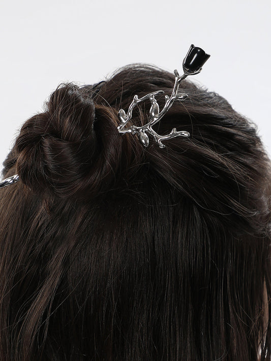 The Thorn Rose Hairpin - Metallic Silver-SOHIPN6140