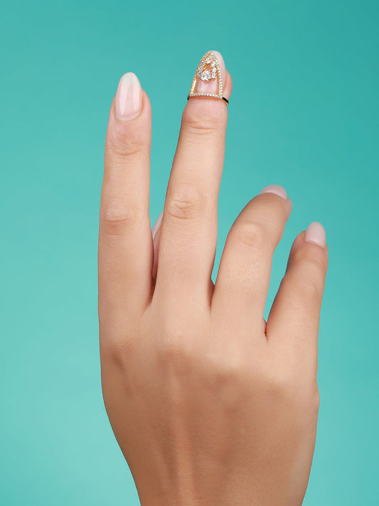 Set Of 4 Gold-Plated Stone Studded Rings