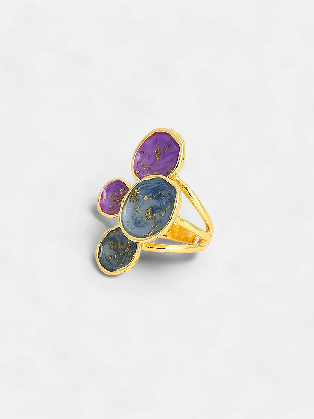 The Lilypad Statement Ring - Navy Blue & Amerthyst Purple-SOHIRG6105