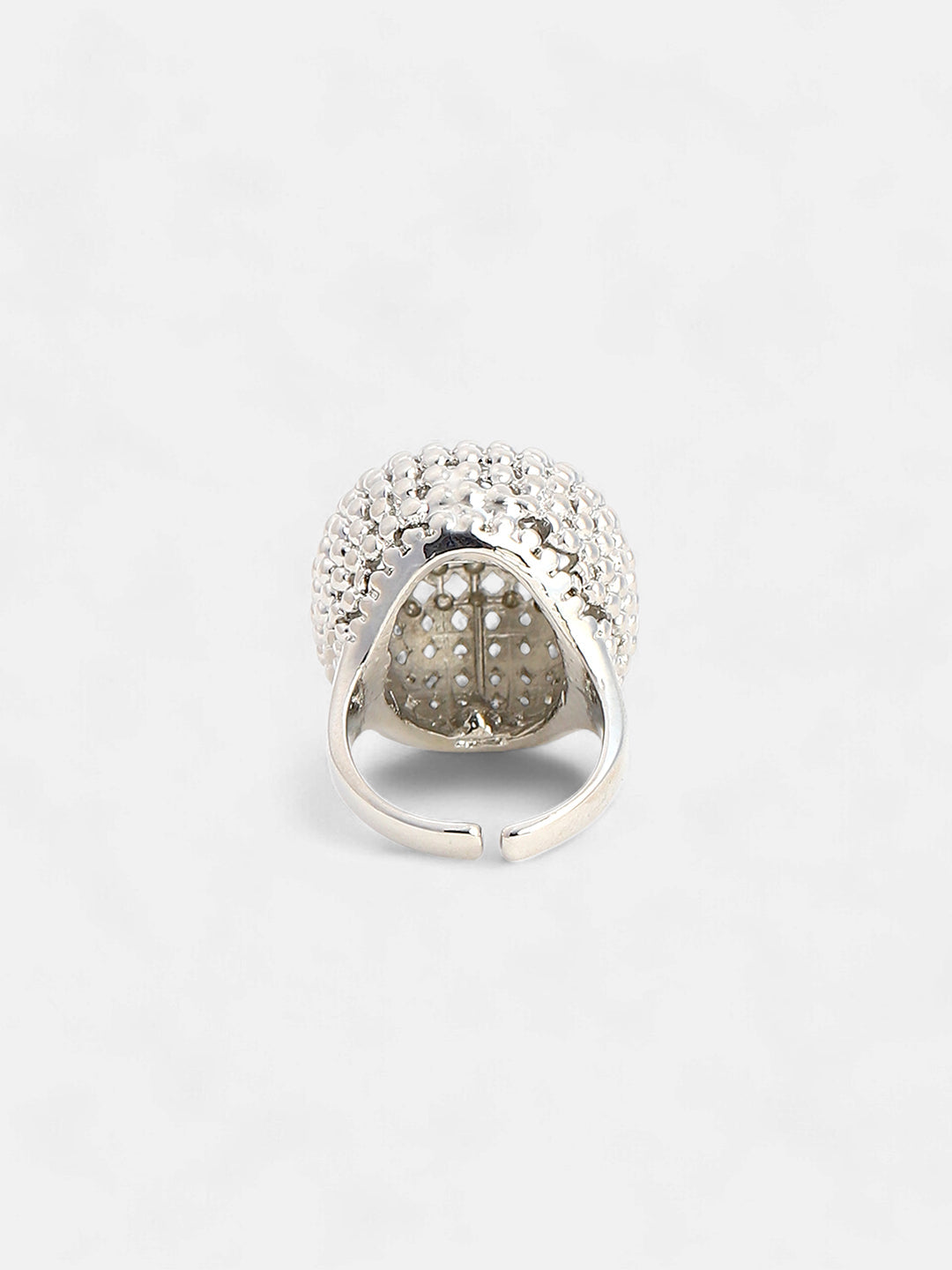 The Disco Ball Statement Ring - Metallic Silver-SOHIRG6106