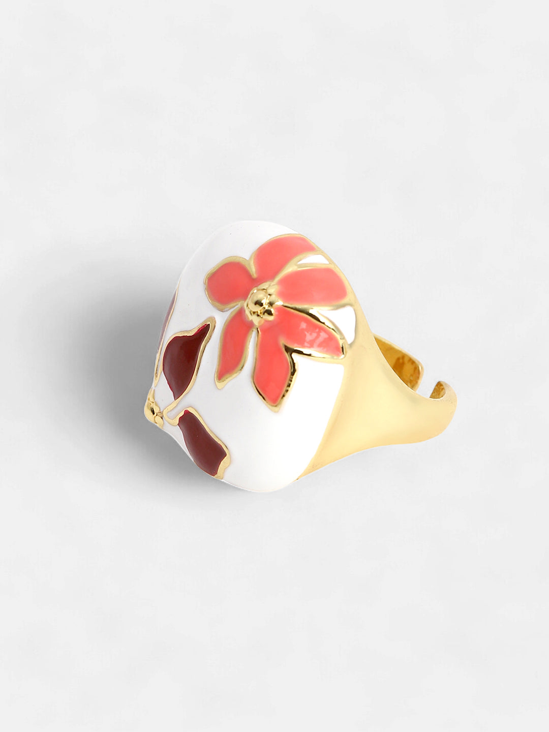 The Amaryllis Statement Ring - Salmon Pink & Wine Red-SOHIRG6114