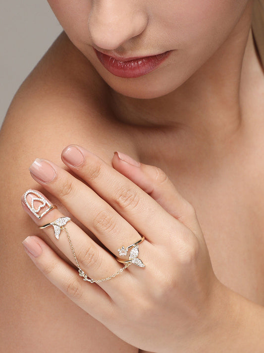 Gold Plated Heart Charm Finger Ring