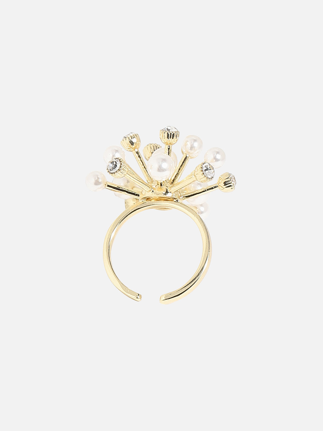 Gold-Plated Beads-Studded Finger Ring