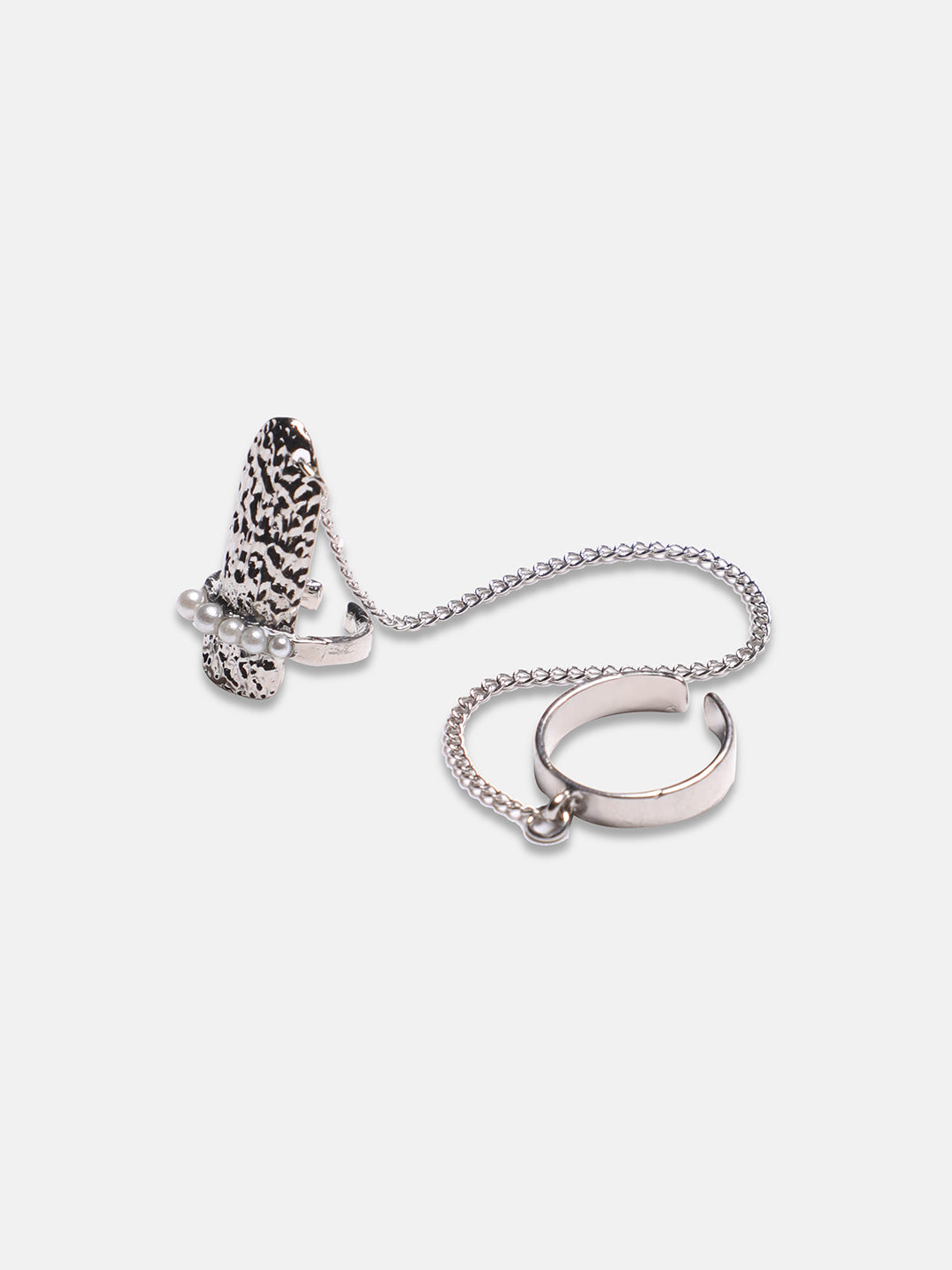 Silver-Plated Dented Wrap Nail Ring - Chalice Silver