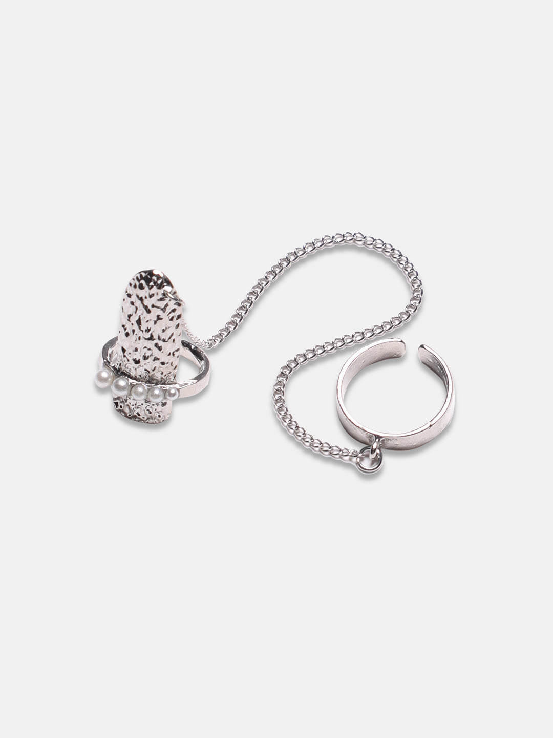 Silver-Plated Dented Wrap Nail Ring - Chalice Silver