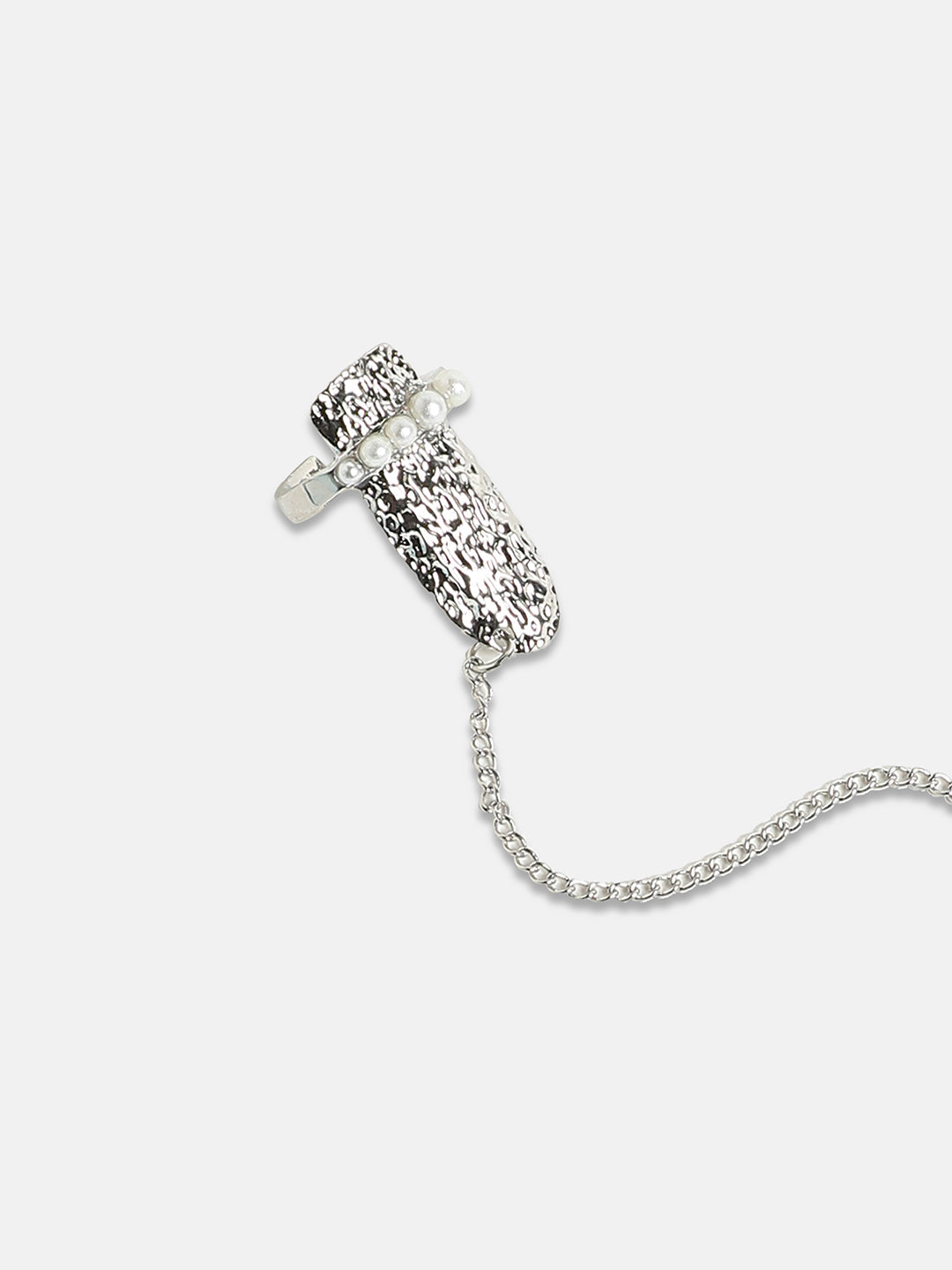 Silver-Plated Dented Wrap Nail Ring - Chalice Silver